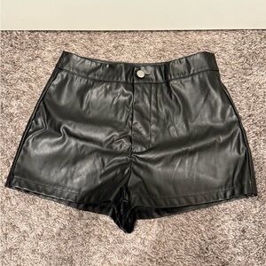 Black Leather Women's Shorts